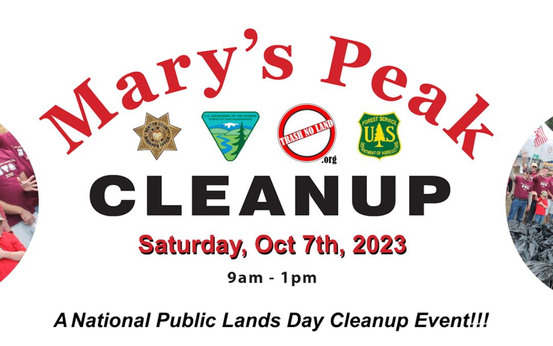 Rescheduled Mary’s Peak Cleanup to 10-07-2023